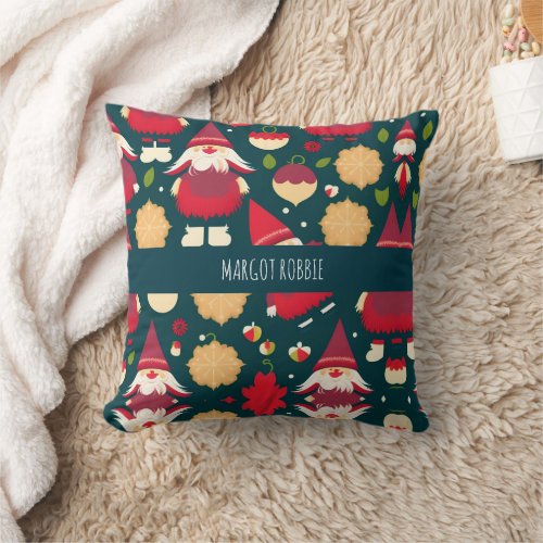 Santa Claus Christmas Decorations Water Pattern Throw Pillow