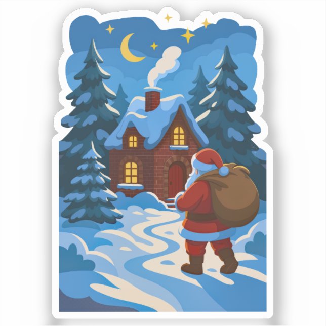 Santa Claus Christmas decorative vinyl Sticker (Front)
