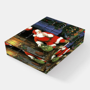 Santa Claus Christmas Desk Gift For Her Glass Paperweight