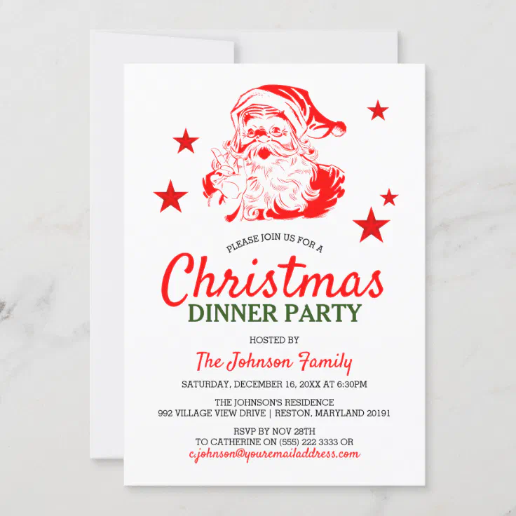 family christmas dinner invitations