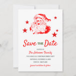 Santa Claus Christmas Dinner Party Save the Date Holiday Card<br><div class="desc">Contemporary christmas party save the date holiday card,  featuring a classic white background,  a red and white santa claus,  stars to add that magical touch and a modern template of the event or celebration.</div>