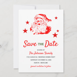 Santa Claus Christmas Dinner Party Save the Date Holiday Card