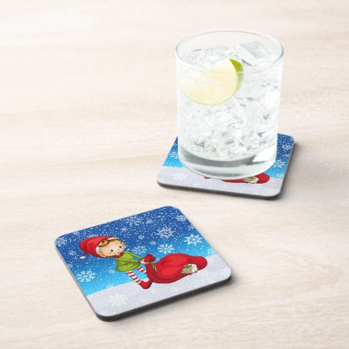 Santa Claus Christmas Elf Beverage Coaster