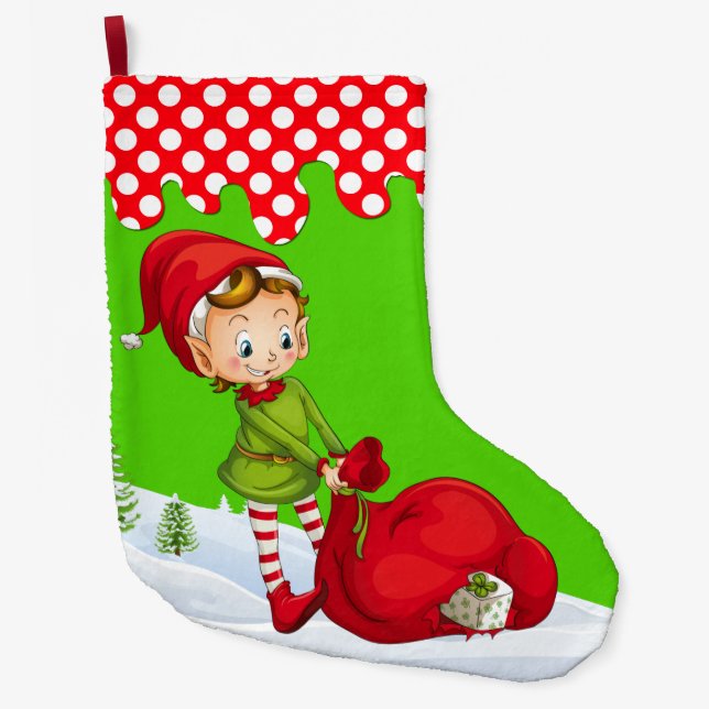 Santa Claus Christmas Elf Christmas Stocking (Front)