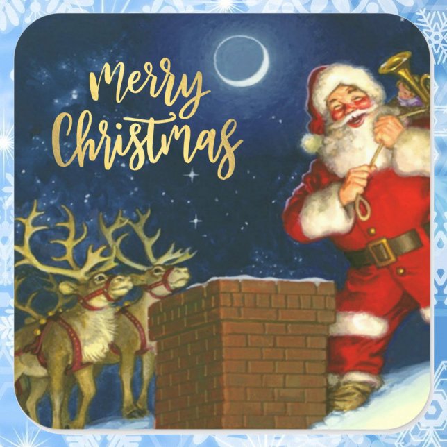 Santa Claus Christmas Eve  Card Envelope Square Sticker (Creator Uploaded)