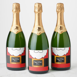 Santa Claus Christmas favor gifts  Sparkling Wine Label