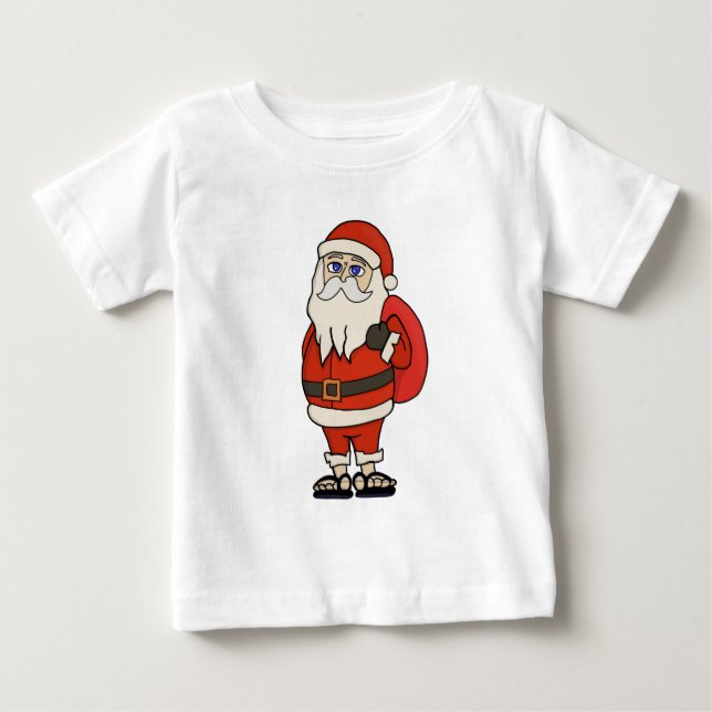 Santa Claus Christmas Flip Flops Baby T-Shirt (Front)