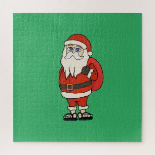 Santa Claus Christmas Flip Flops Jigsaw Puzzle