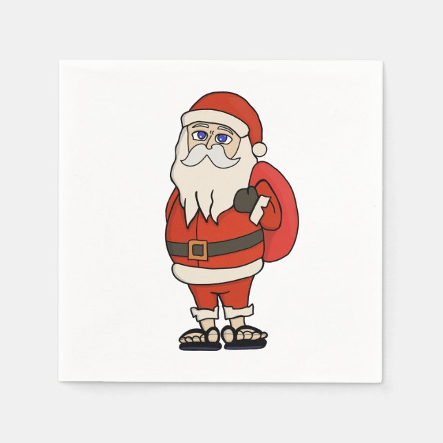 Santa Claus Christmas Flip Flops Napkins (Front)