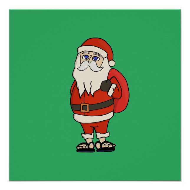 Santa Claus Christmas Flip Flops Poster (Front)