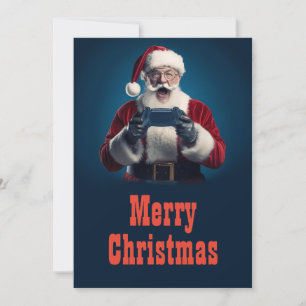 Santa Claus Christmas Gamer Holiday Card