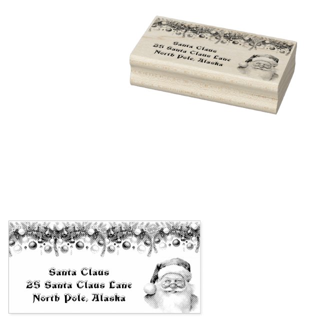 Santa Claus Christmas Garland North Pole  Rubber Stamp (Stamped)
