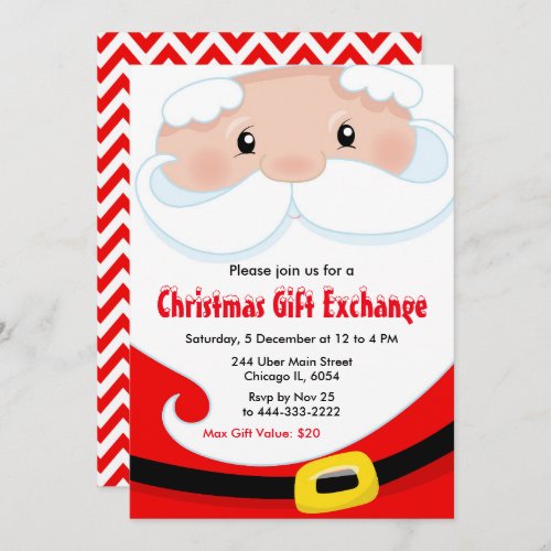 Santa Claus Christmas Gift Exchange Invitation