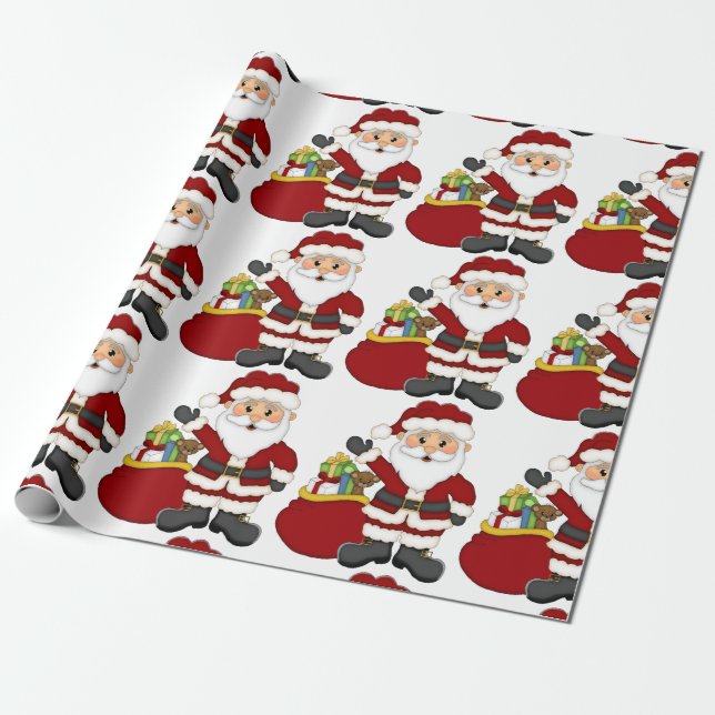 Santa Claus Christmas Gift Wrap (Unrolled)