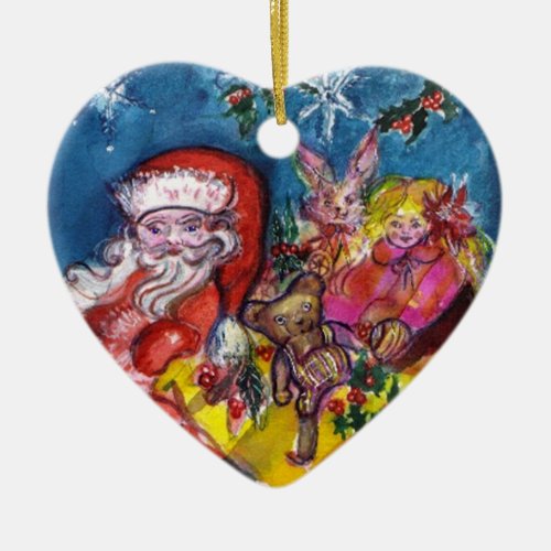 SANTA CLAUSCHRISTMAS GIFTSTOYS Yellow Heart Ceramic Ornament