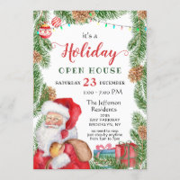 Santa Claus Christmas Holiday Open House In Invitation