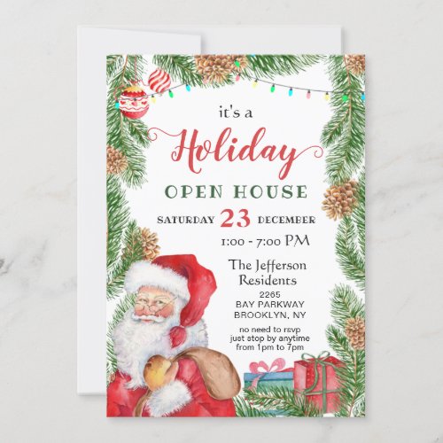 Santa Claus Christmas Holiday Open House In Invitation