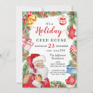 Santa Claus Christmas Holiday Open House In Invitation