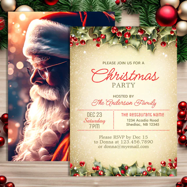Santa Claus Christmas Holiday Party Invitation | Zazzle