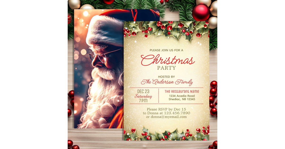 Santa Claus Christmas Holiday Party Invitation | Zazzle