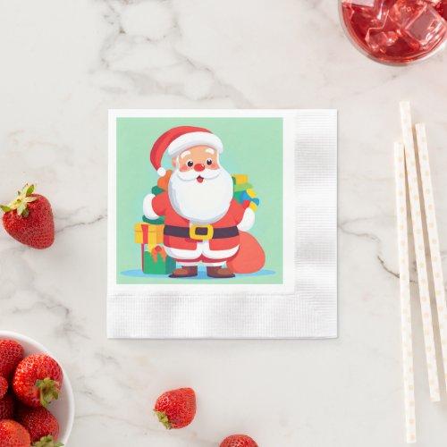 Santa Claus Christmas Holiday Party Paper Napkin