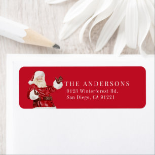 Santa Claus Christmas Holiday Red Return Address Label
