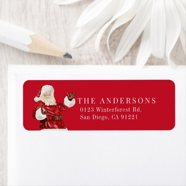 Santa Claus Christmas Holiday Red Return Address Label (Insitu)