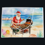 Santa Claus Christmas in July at the beach Large Gift Bag<br><div class="desc">Santa Claus Christmas in July at the beach Large Gift Bag 
for Coach,  Instructor,  teacher,  friends,  mom,  dad,  girlfriend/boyfriend,  co-worker,  hostess,  neighbor,  him/her,  couples,  grandparents,  boss,  friend,  family,  in-laws,  squad,  team,  for Coach,  Instructor,  teacher, </div>