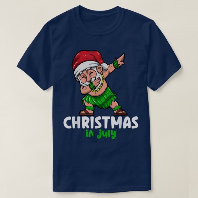 Santa claus christmas in july celebration summer v T-Shirt (Design Front)