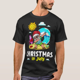 Santa claus christmas in july celebration summer v T-Shirt