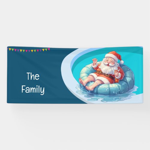 Santa Claus Christmas in July Pool Party Banner 