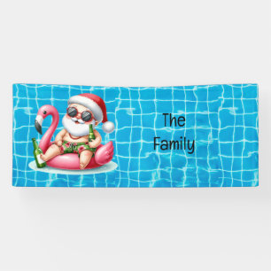 Santa Claus Christmas in July Pool Party Banner