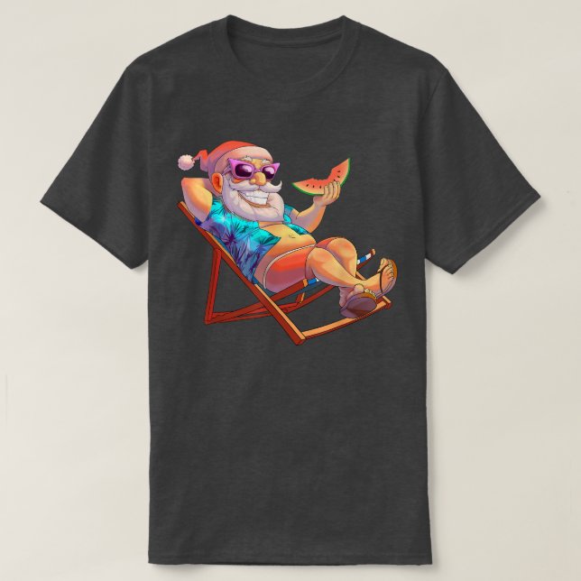 Santa Claus Christmas in July Summer Vacation Hawa T-Shirt (Design Front)