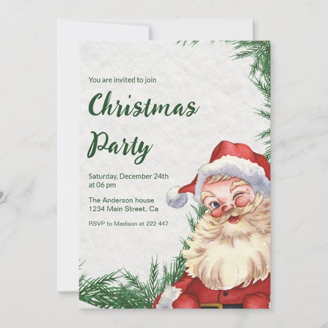 Santa Claus Christmas   Invitation (Front)
