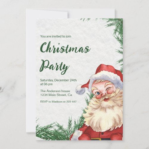 Santa Claus Christmas   Invitation