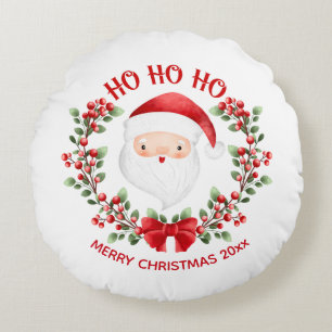 Santa Claus Christmas Name Round Throw Pillow