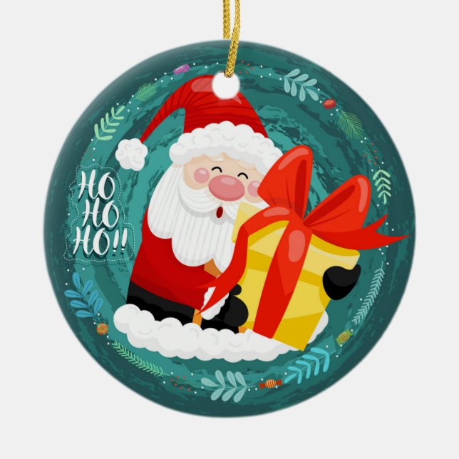 Santa Claus Christmas Ornament – Ho Ho Ho Gift (Front)
