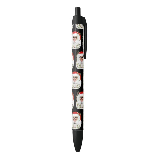 Santa Claus Christmas Party Favor Black Ink Pen (Bottom (Vertical))