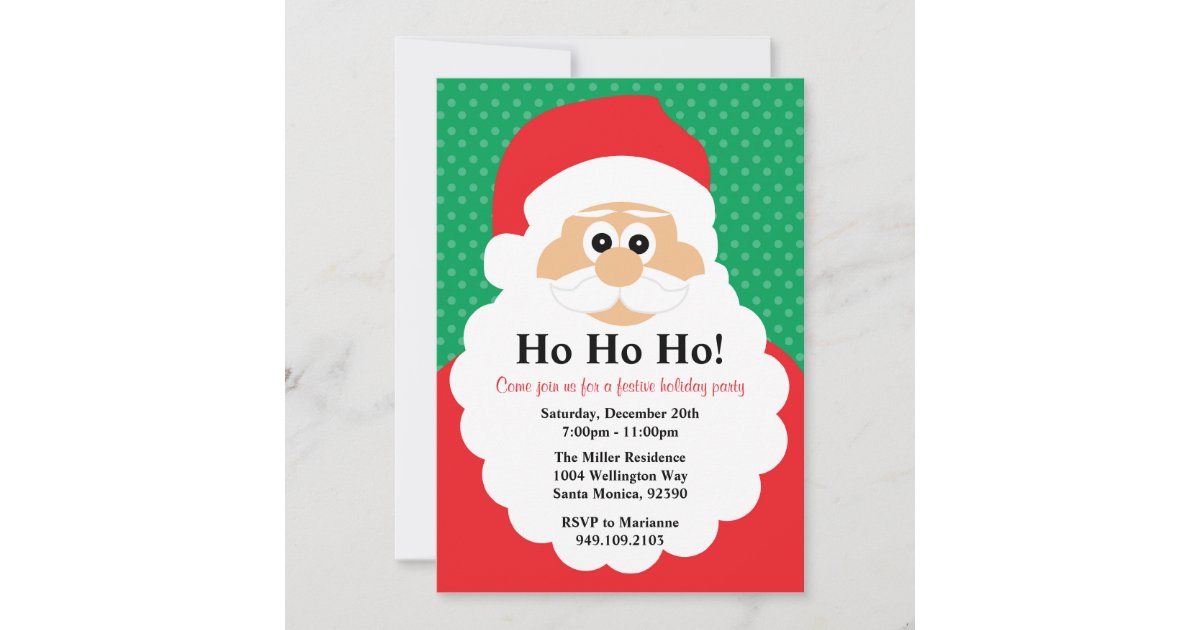 Santa Claus Christmas Party Invitation | Zazzle