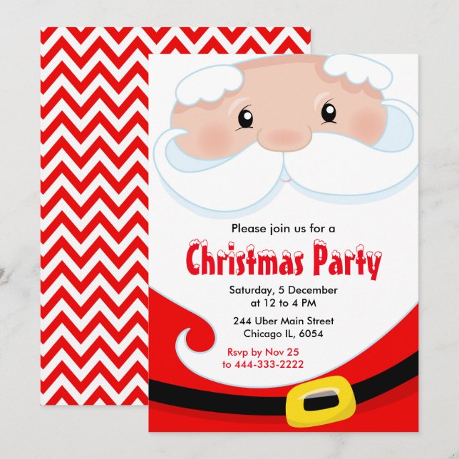 Santa Claus Christmas Party Invitation (Front/Back)