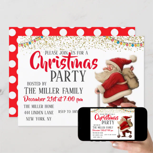 Santa Claus Christmas Party Invitation | Zazzle