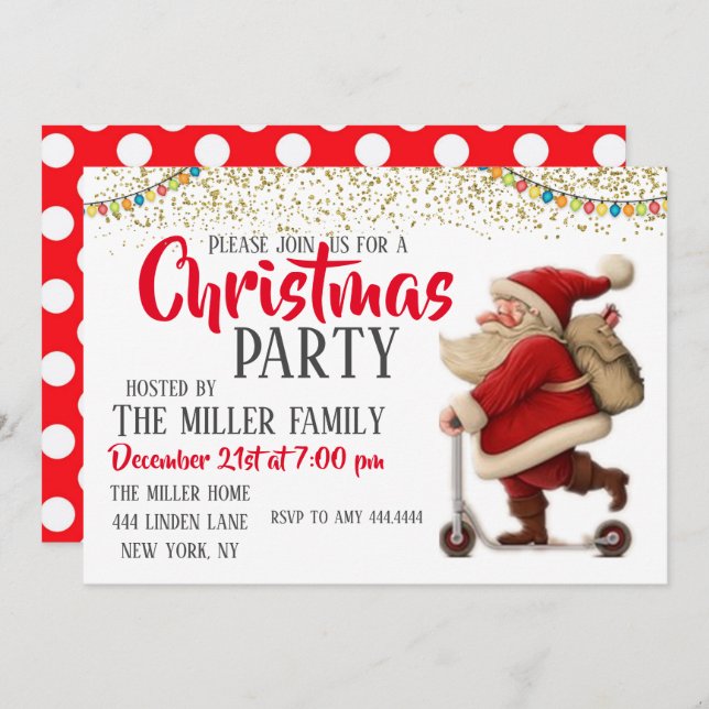 Santa Claus Christmas Party Invitation (Front/Back)