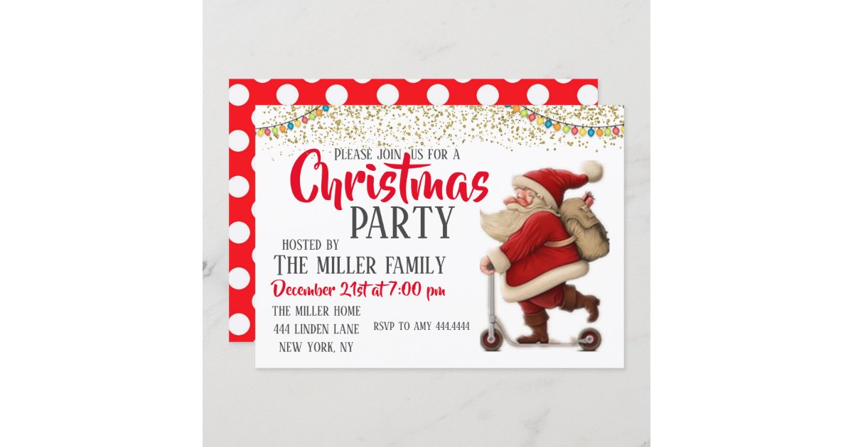 Santa Claus Christmas Party Invitation | Zazzle