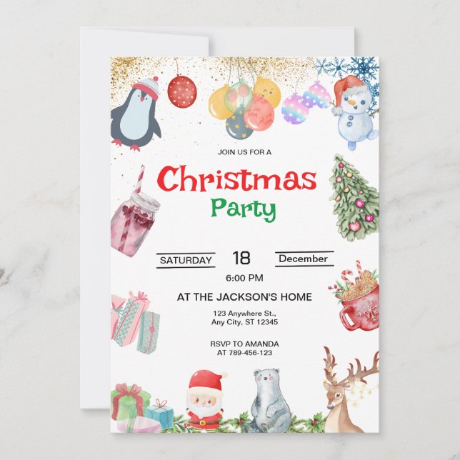 Santa Claus Christmas Party Invitation (Front)