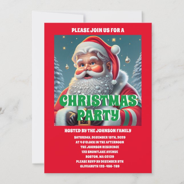 Santa Claus Christmas Party Photo Invitation (Front)