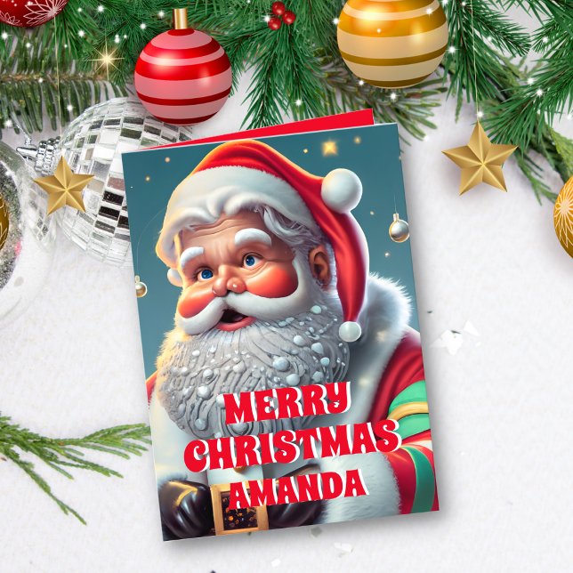 Santa Claus Christmas Personalized Kids Holiday Card (Creator Uploaded)