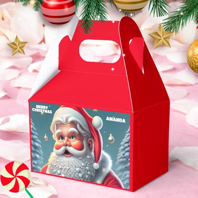 Santa Claus Christmas Personalized Kids Party Red Favor Boxes (Creator Uploaded)
