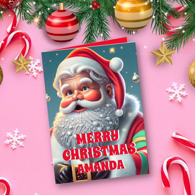 Santa Claus Christmas Personalized kids Photo Holiday Card (Creator Uploaded)