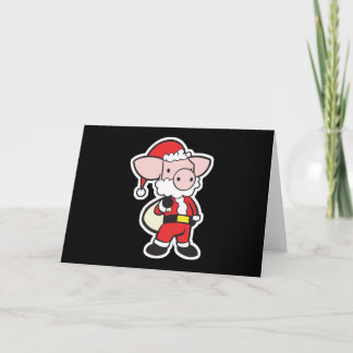 santa claus christmas pig holiday card