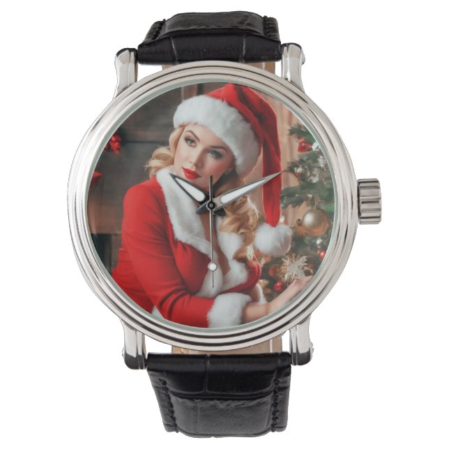 Santa Claus Christmas Pinup Lady Watch (Front)